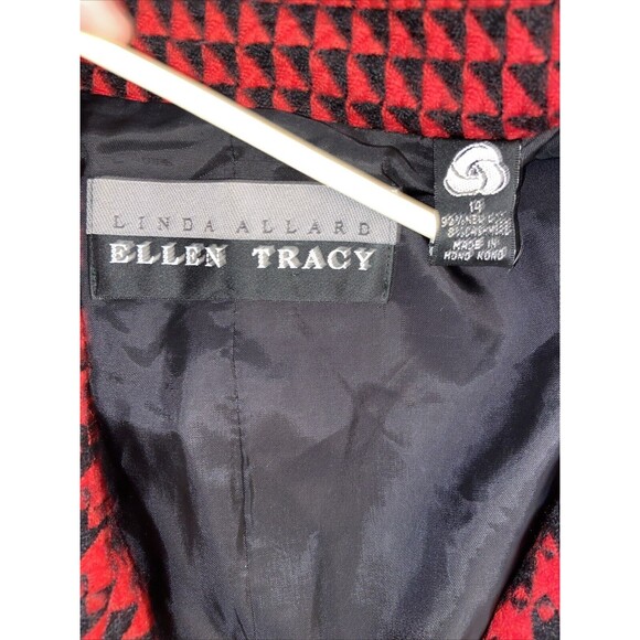 VTG LINDA ALLARD FOR ELLEN TRACY WOOL BLAZER JACKET  RED BLACK PLAID SIZE 14 - Picture 15 of 15